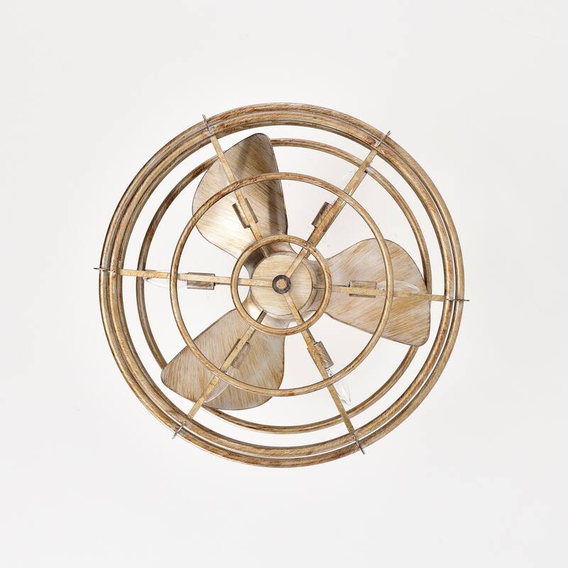 Gold Brushed 6 Light 3 Blade Chandeler Ceiling Fan 26 Inch w Remote