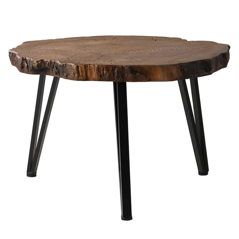 COSIEST Faux Wood Tree-Slice Outdoor Coffee Table