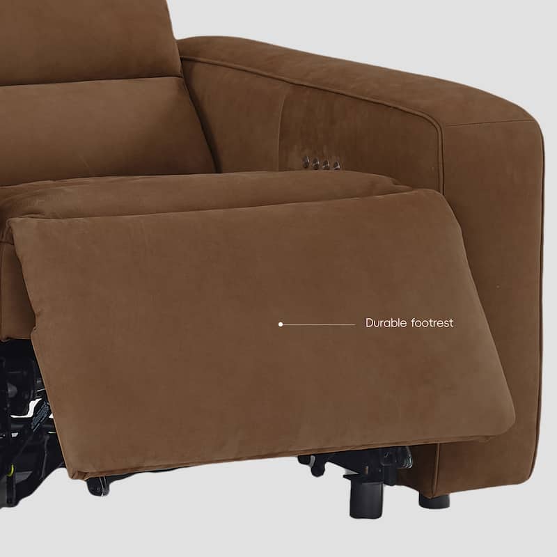 5PCS, 3 power Recliners, Full-Grain Leather Reclining Large Sectional with Zero Gravity