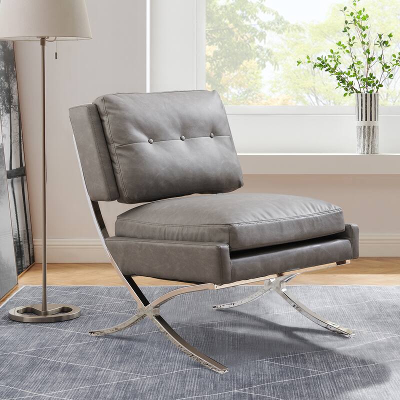 Art Leon Mid-century Modern Armless Accent Chair - Grey