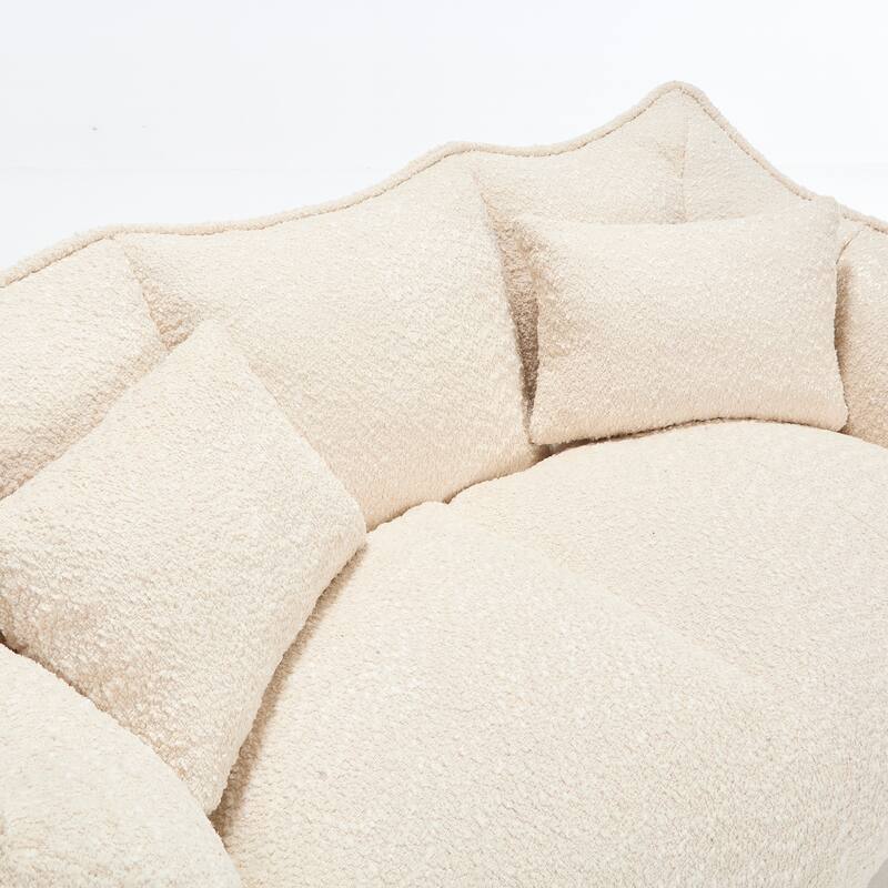 73.2" Chenille Oversized Beanbag Sofa Chair with High-Resilience Foam, Armrests and Handles