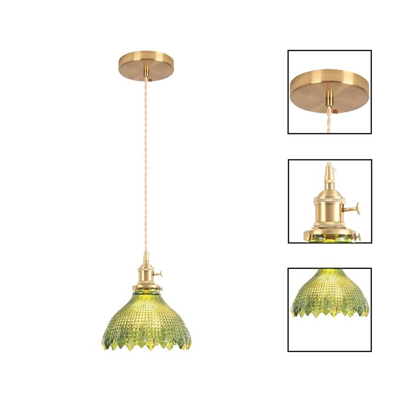 7.8 INCH vintage light fixtures Bell green pendant lights glass kitchen island lights