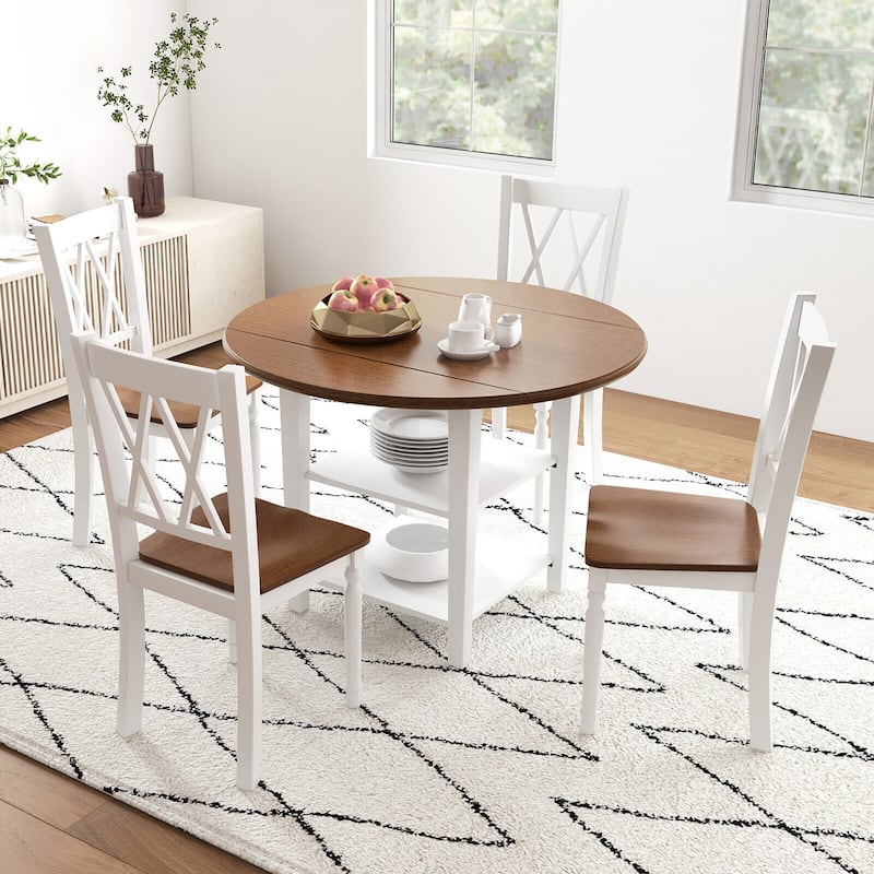 Gymax Dining Chairs Set of 4 Wood Farmhouse Dining Room Side Chairs