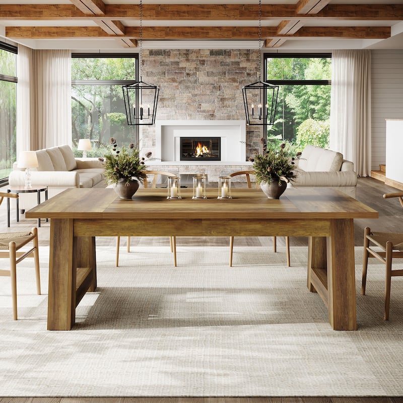 70.5'' Long Dining Table for 6-8, Farmhouse Wooden Kitchen Table