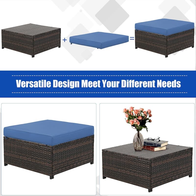 5 Pieces Patio Cushioned Rattan Furniture Set - 50" x 30.5" x 29" (L x W x H)