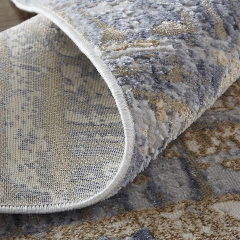 Wumo Power Loomed Distressed Abstract Area Rug By HomeRoots - 12' Runner