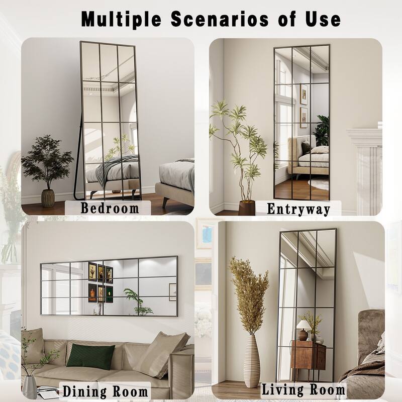 Windowpane Full Length Metal Wall Mirror