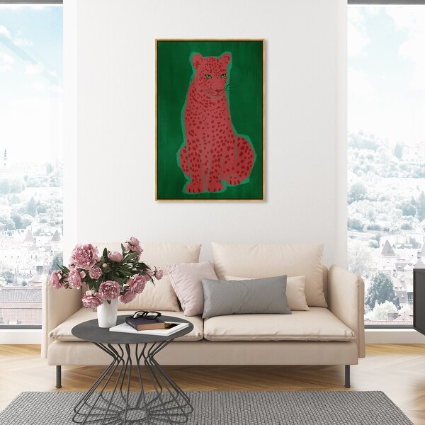 Oliver Gal 'Colorful Glam Jungle Leopard' Framed Canvas Art Print