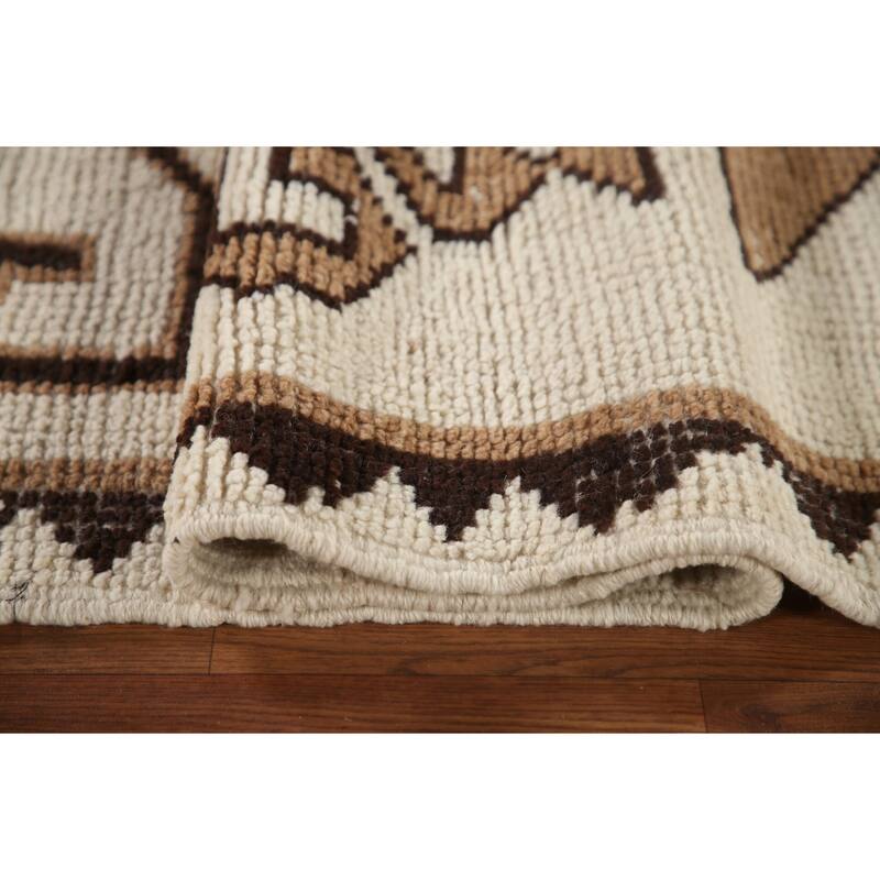 Natural Dye Ivory Anatolian Turkish Runner Rug Handmade Wool Carpet - 2'7"x 11'9"