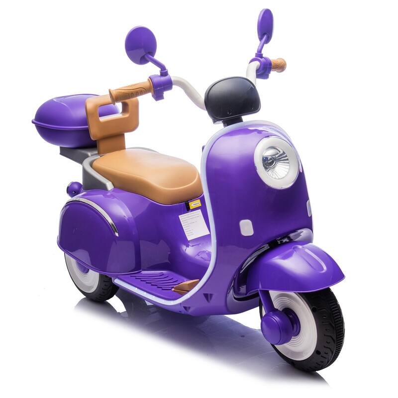 12V Kids Ride On Three-Wheel Electric Motorcycle,2WD,Cool Waterfall Light,Large Storage Space,Power Display For Kids Aged 3-6.