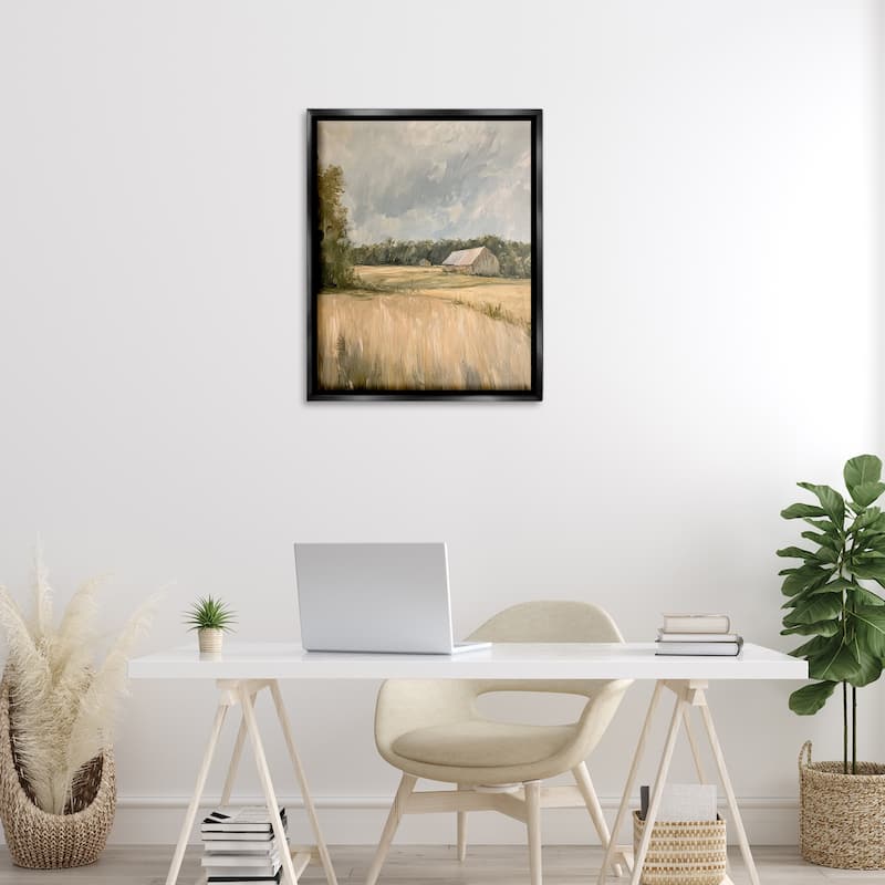 Stupell Natural Farm's Wispy Grasses Framed Floater Canvas Wall Art Design By Petal Prints Design