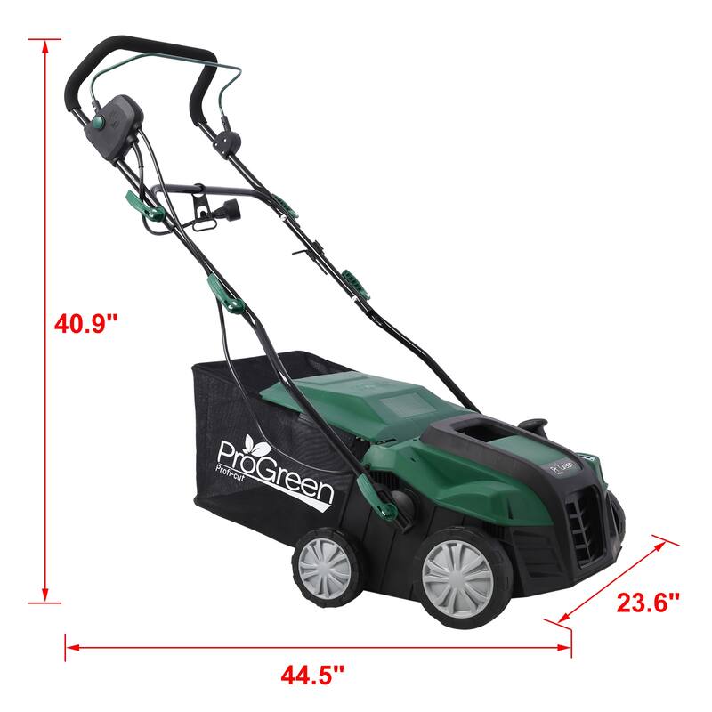 2-in-1 16''Garden Scarifier with Removable Collection Bag