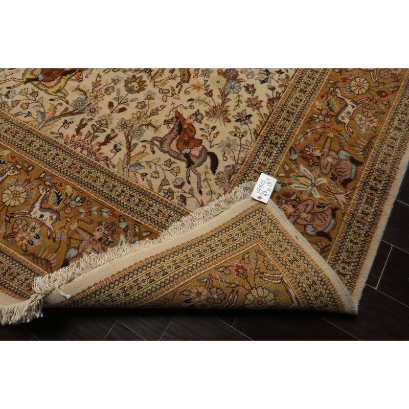 9x13'9'' Hand Knotted Ivory Wool Traditional Vintage Area Rug - 9' x 13' 9''