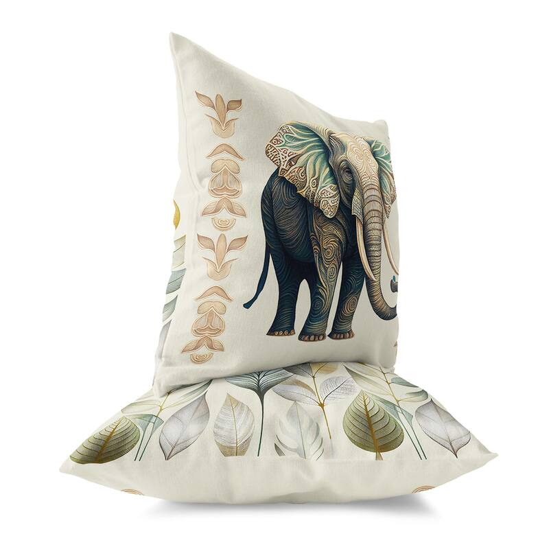 Amrita Sen Elephant Lines Indoor Outdoor Pillow with Removable Cover