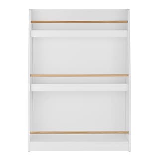 Danya B. Steiner White 3-Tier Kids Book or Magazine Storage Freestanding Bookcase with Contrasting Wood-Toned Rods