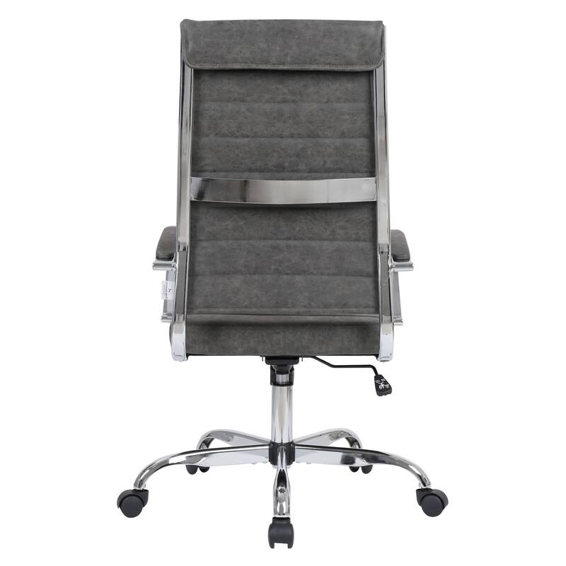 Benmar Leather Executive Office Chair with Chrome Frame, Adjustable Height, Tilt Lock, 360° Swivel, and Smooth Rolling Casters
