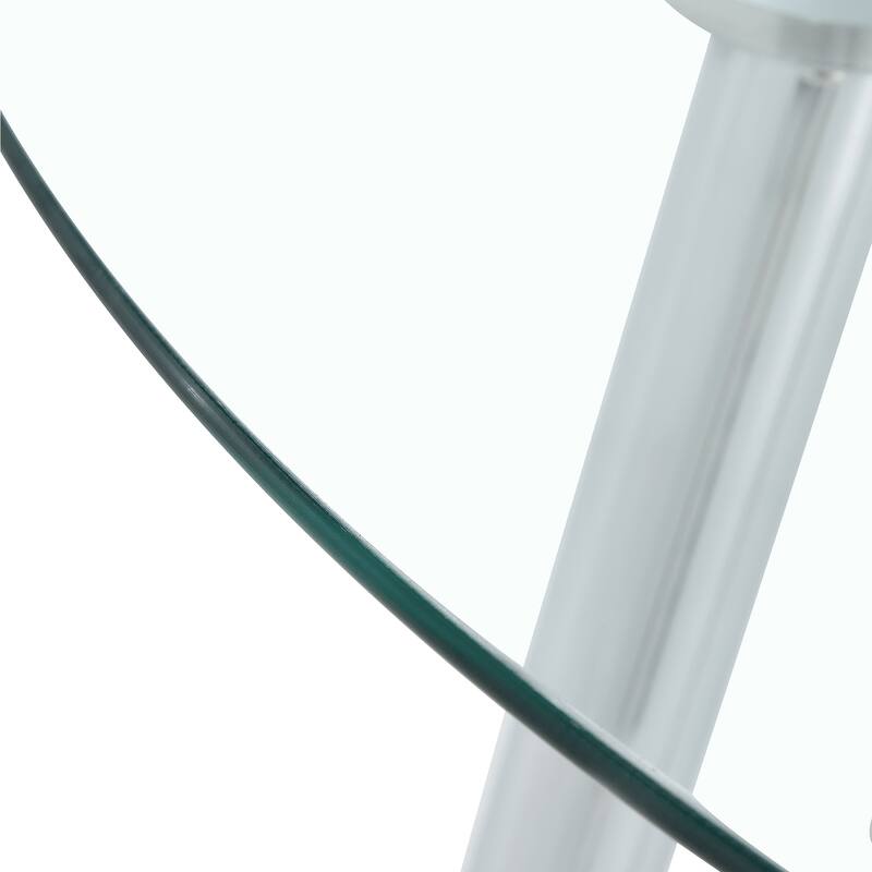 Modern 5-Piece Dining Set with Round Glass Top & 4 PU Upholstered Chairs