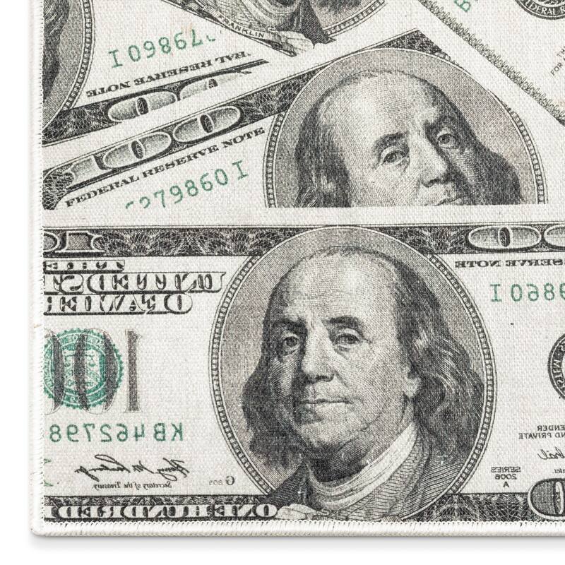 Well Woven Money Dollar Front 2006A Modern Machine Washable Area Rug