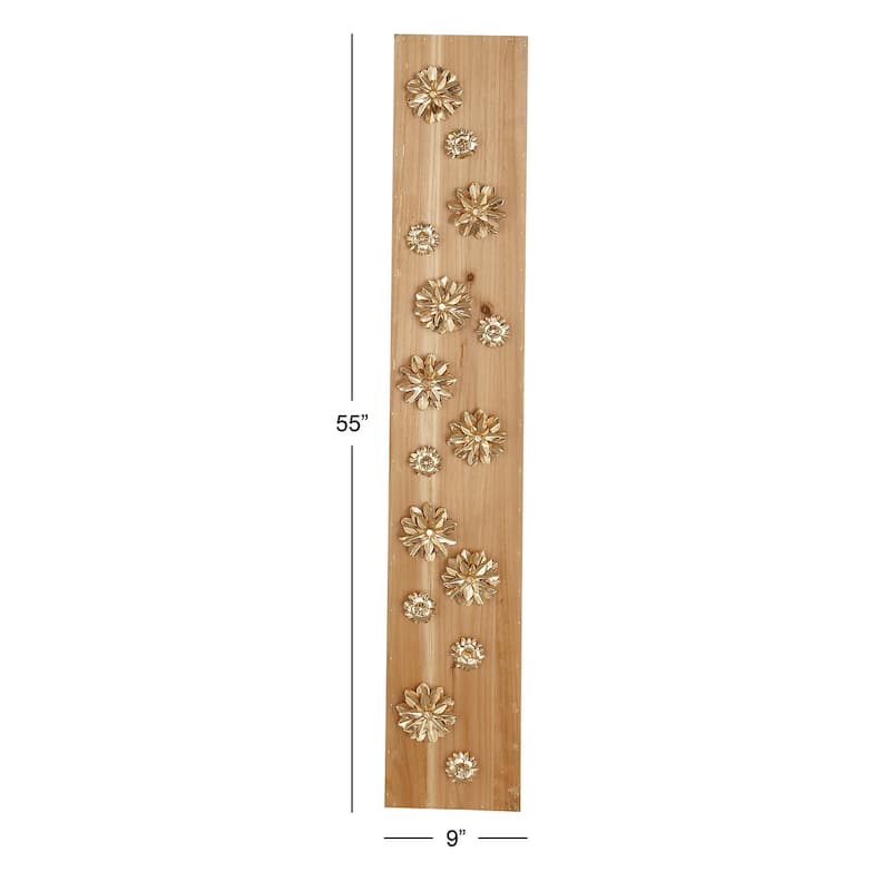 Wood Floral Wall Decor - Gold - Roche River Decor