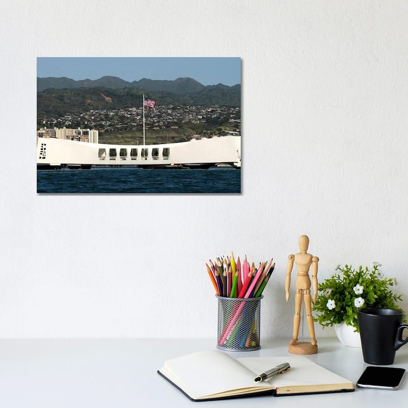 iCanvas "The Ensign Flies Over The Arizona Memorial" by Stocktrek Images Canvas Print - 8x12x0.75