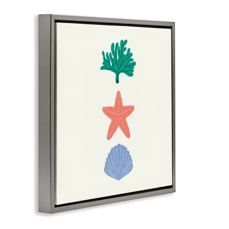 Stupell Coral & Sea Life Minimal Framed Floater Canvas Wall Art Design By Sazerelli Designs
