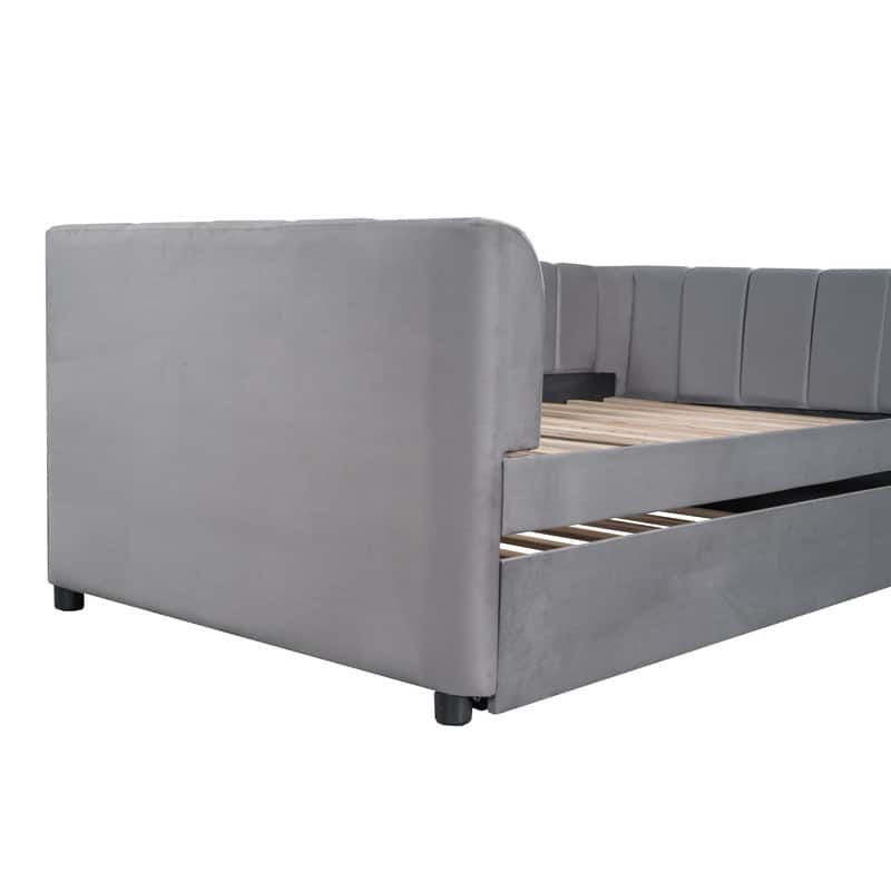 Twin Size Upholstered Daybed with Trundle Included-Perfect For Overnight Guests/Sleepovers,3 Colors