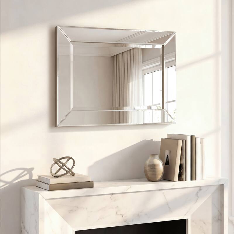 Beveled Rectangular Clear HD Wall Mounted Mirror for Bathroom, Vanity, Bedroom Mirrors, 3 sizes