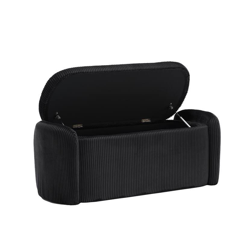 Entryway Upholstered Fabric Storage Ottoman