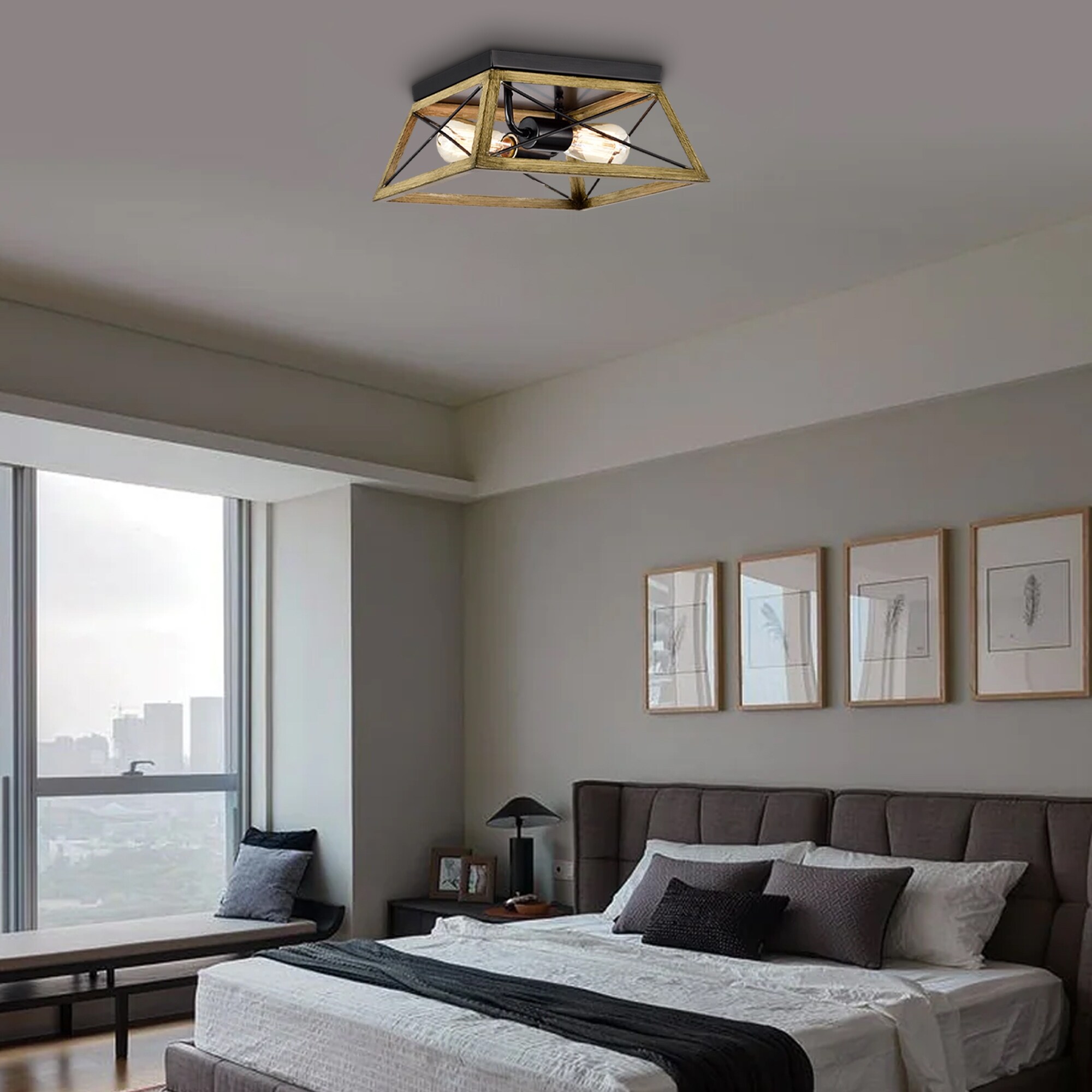 Caged geometric flush mount cheap