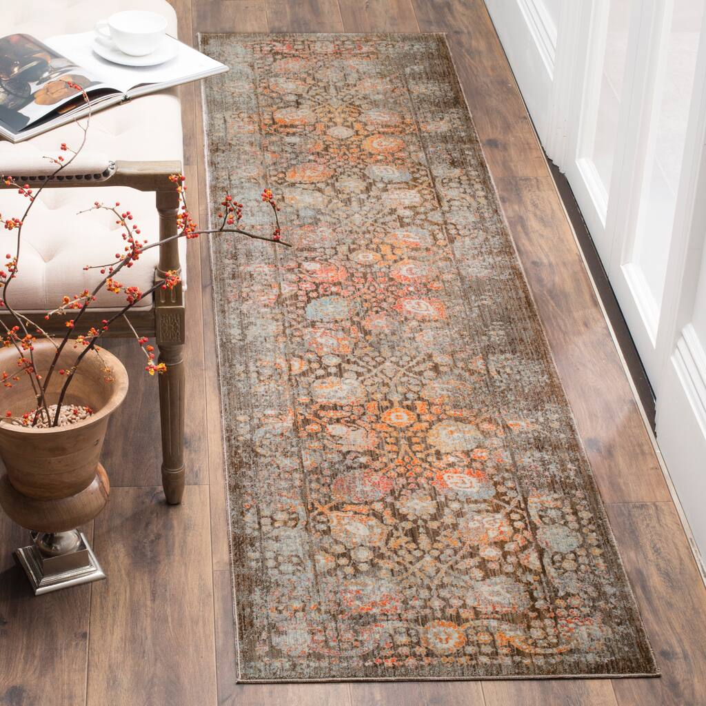 SAFAVIEH Vintage Persian Barbora Oriental Polyester Rug with Fringe
