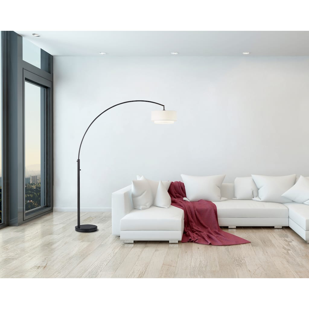 Double Shade 82" Led Arched Floor Lamp With Marble Base & Dimmer - 82