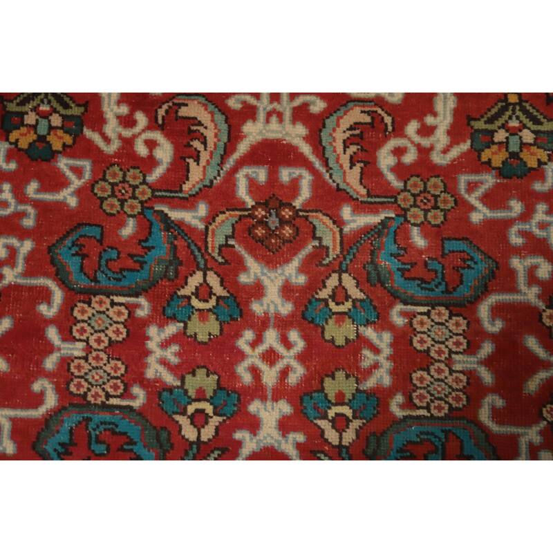 Hand Knotted Oriental 100% Wool Carpet Traditional Floral Red Tabriz Area Rug - 4' 9'' X 3' 1''