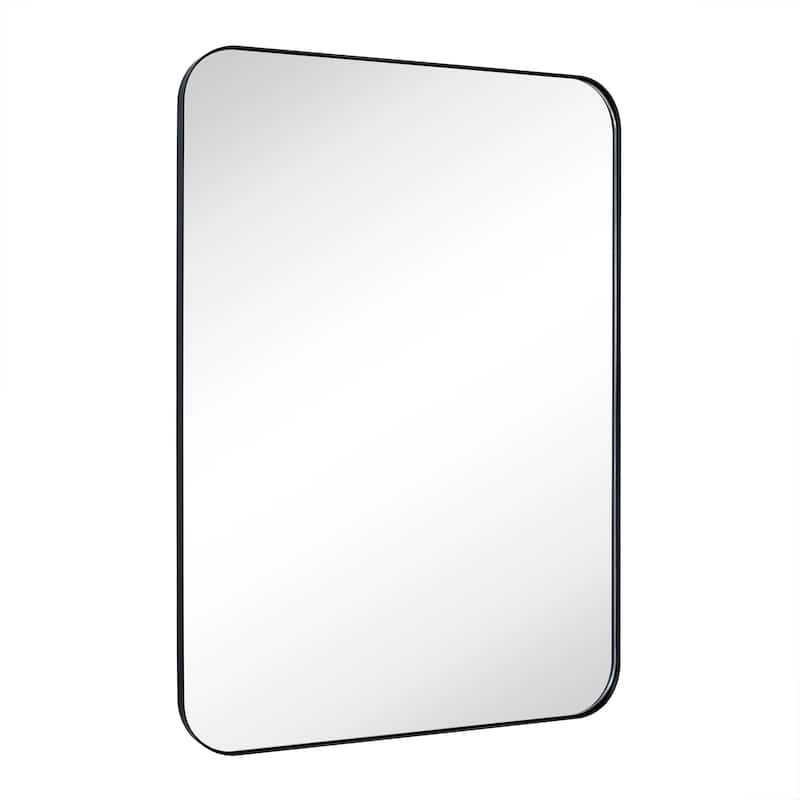TEHOME Mid-Century Modern Chic Metal Rounded Wall Mirrors - 36'' x 48'' - Black