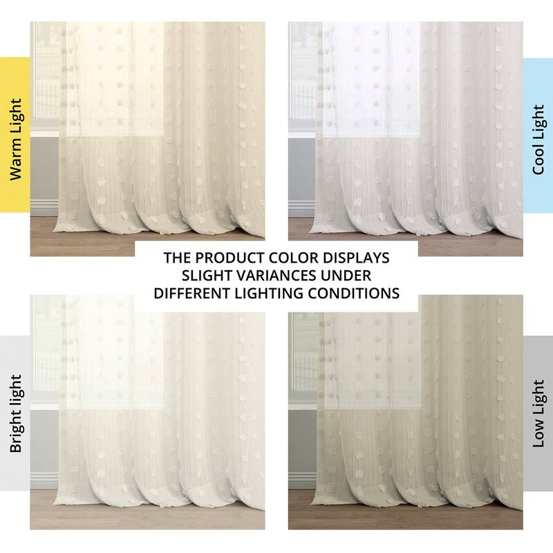 Exclusive Fabrics Strasbourg Dot Patterned Faux Linen Sheer Curtain (1 Panel)