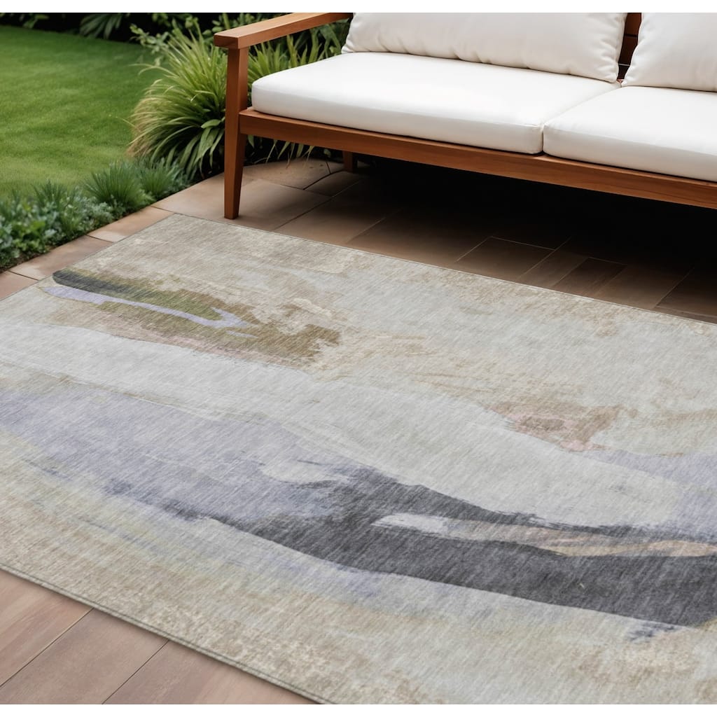 HomeRoots Abstract Transitional Rectangle Outdoor Rug