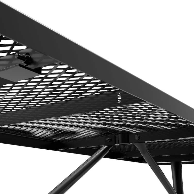 Commercial Grade Expanded Mesh Metal Outdoor Picnic Table - 95.75"D x 57.5"W x 30"H