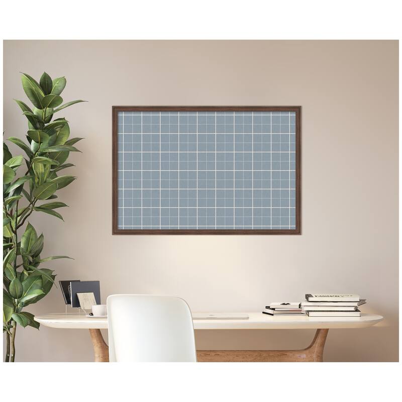 Kate and Laurel Framed Fabric Pinboard Light Blue Plaid Wall Organization