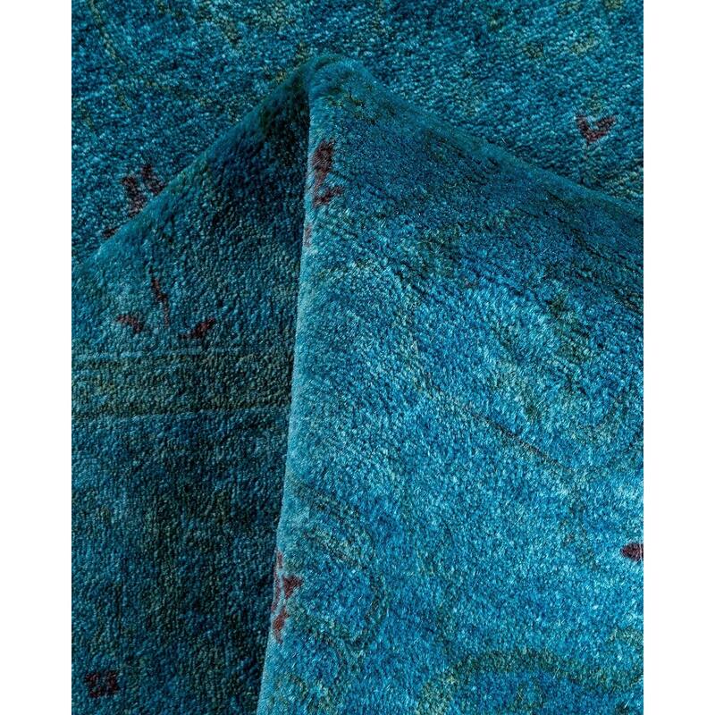 Overton Hand Knotted Wool Vintage Inspired Modern Contemporary Overdyed Blue Area Rug - 3' 2" x 5' 3"