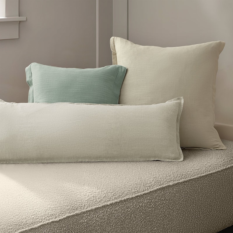 HiEnd Accents 100% French Flax Linen Long Lumbar Pillow, 14"x42"