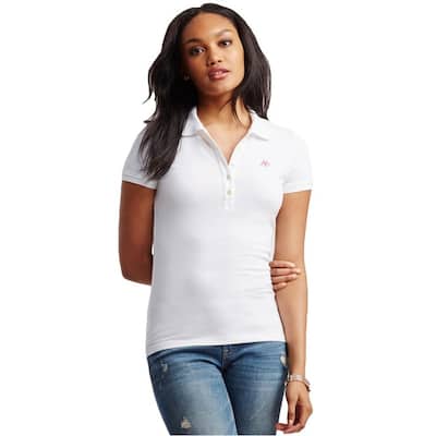 Aeropostale Womens A87 Polo Shirt,, White, Medium