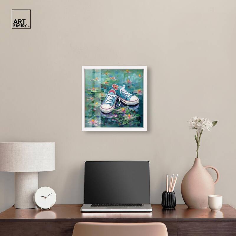 Lily Pad Sneakers II Shadowbox by Art Remedy