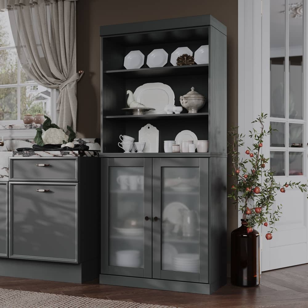 Palace Imports 100% Solid Wood Pantry Cabinet, Adjustable Shelves, 32" Wide, 71.5" Tall