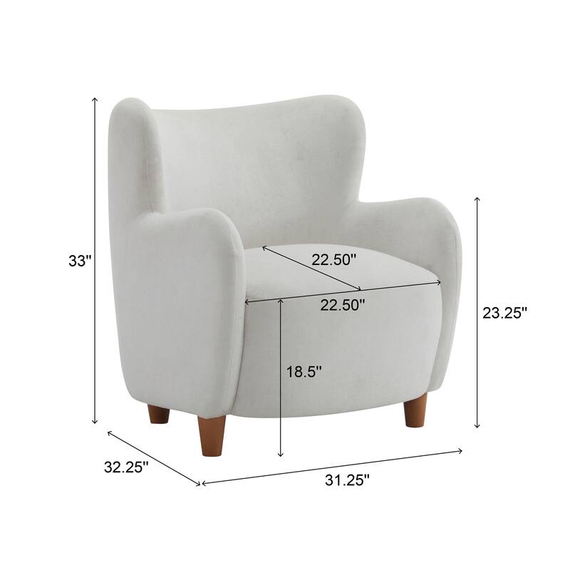 Roomfitters Lucia Wingback Armchair, Cozy Modern Accent Chair for Living Room and Bedroom