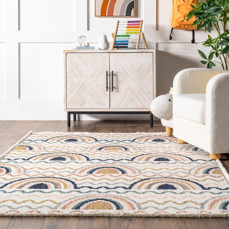 Nuloom Kaarina Multi Rainbow Kids Fringe Area Rug