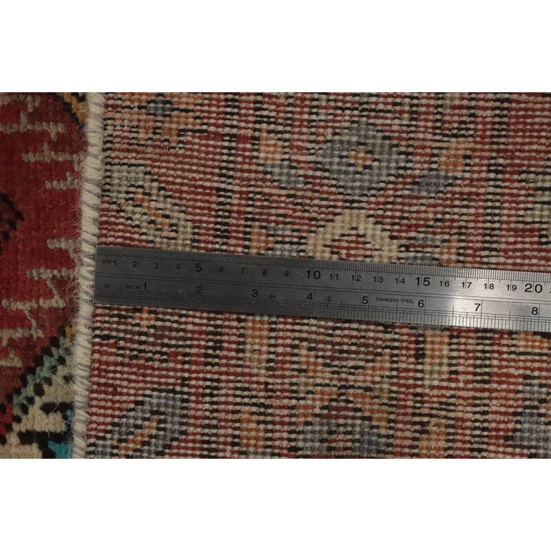 Hand Knotted Oriental 100% Wool Carpet Traditional Tribal Navy Blue & Blues Ardebil Runner Rug - 13' 9'' X 3' 6''