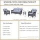 preview thumbnail 14 of 50, 4 Piece Outdoor High Back Wicker Patio Conversation Furniture Sets