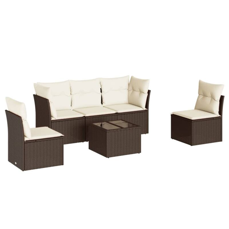 vidaXL Garden Sofa Set Brown Poly Rattan Medium Modular - 21.7 x 21.7 x 14.6