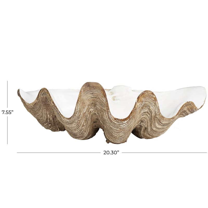 Polystone Shell Decorative Decorative Bowl - White - Roche River Decor