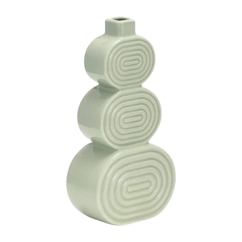 Sagebrook Home Stacked Circle Vase - 6" x 4" x 12" - Circles Green