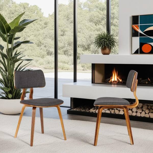 slide 2 of 9, Carson Carrington Ladeplads Mid-century Modern Wood & Upholstered Dining Chair Single - Charcoal & Walnut